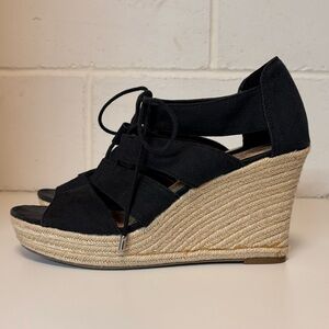 Merona Black and Tan Wedge Sandals